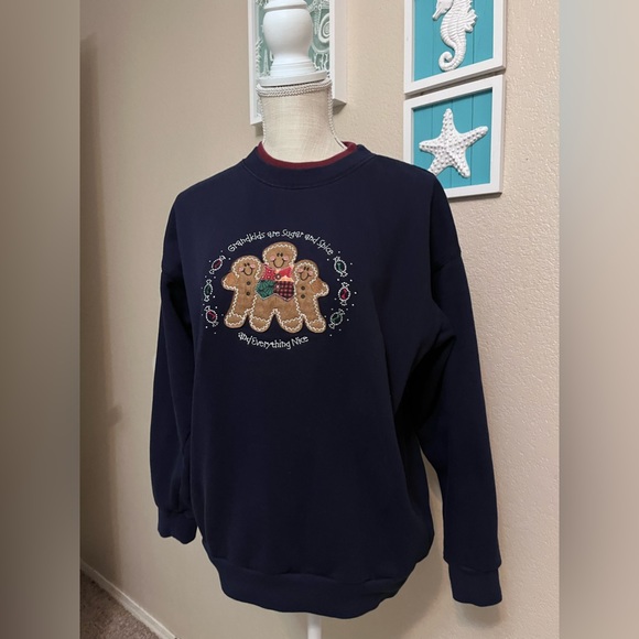 Vintage 90’s M&C Sportswear Christmas Gingerbread Grandkids Sweatshirt Medium - Picture 12 of 12